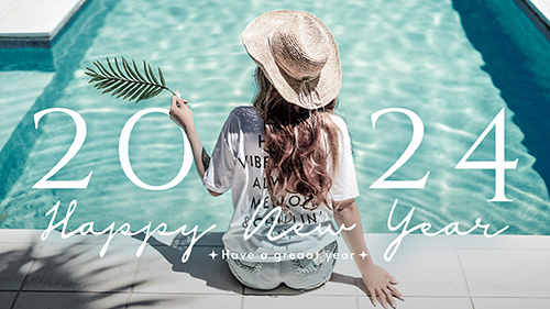 無料でおしゃれな年賀状デザイン:2024年数入り正月・年賀状デザイン『HAPPY NEW YEAR』その258|がりどろ年賀状2026